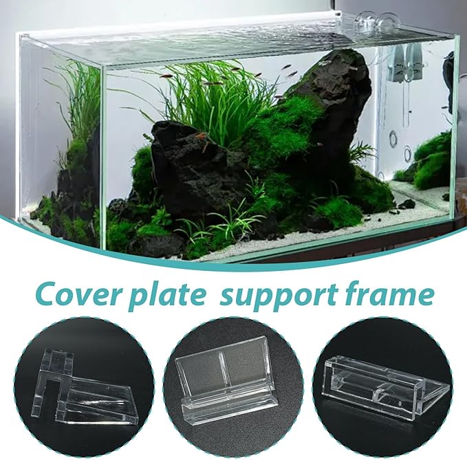 15 Pcs Rimless Aquarium Lid Clips for 5-6mm Glass, Clear Acrylic Aquarium Cover Support Clamps for Fish Tank Lid Holder, Plastic Tank Top Clips for Glass Canopy or Piscine Hoods and Covers