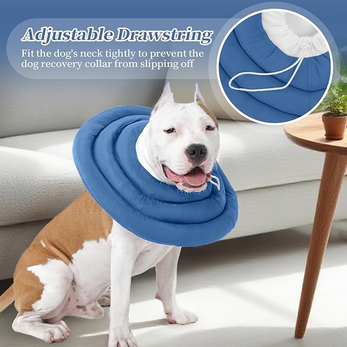 IDOMIK Dog Recovery Collar, Waterproof Soft Dog Cone After Surgery, Comfy Protective Elizabethan Collar Alternative for Dogs Cats, Adjustable Pet Neck Donut Cone Anti-Licking Biting Wounds,Navy,2XL
