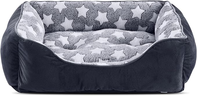 GASUR Medium Dog Beds for Medium Size Dogs, Orthopedic Dog Bed Sofa, Washable Pet Beds Cuddler Anti-Slip Bottom, Soft Calming Sleeping Warming Puppy Bed (M (30"x 24"x 9"), Black)