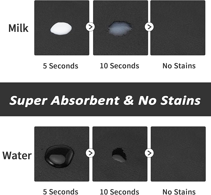 Dog Food Mat - Absorbent Cat Mat for Food and Water, No Stains Pet Feeding Bowl Mat, Easy to Clean Pet Placemats, Quick Dry Dog Water Dispenser Mat for Messy Drinkers | Black 12"x 19"