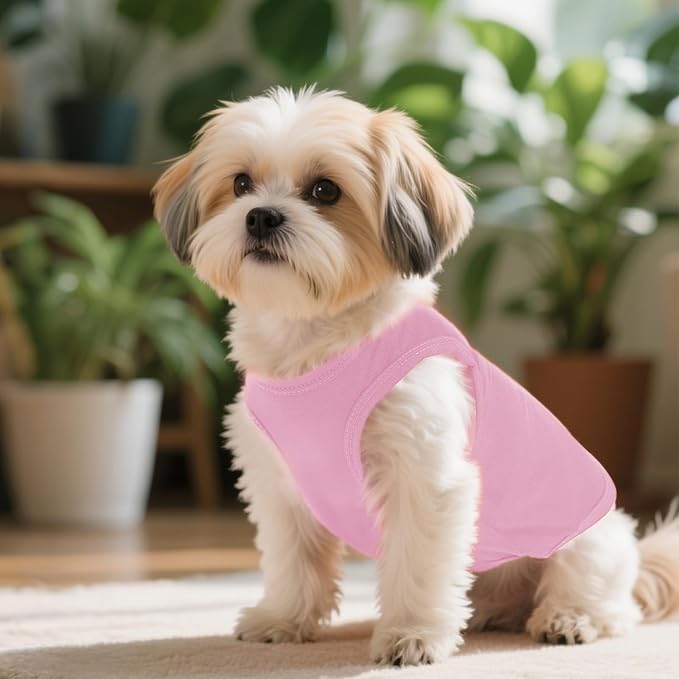 3 Pcs Cat Shirts Solid Color Dog Clothes Summer Sleeveless Stripe Pet T Shirts for Small Pet Dogs Cats (Red, Medium)