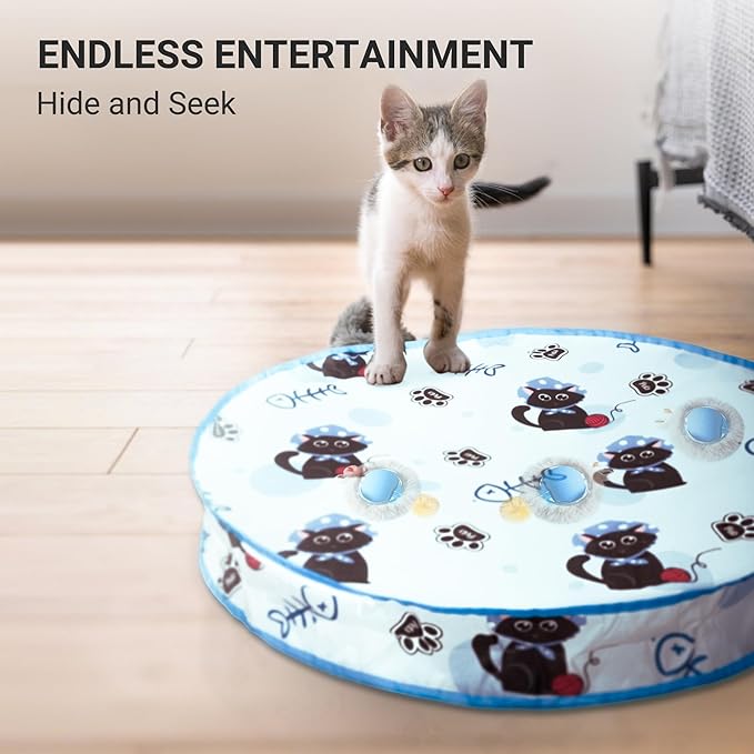 Interactive Cat Toys for Indoor Cats 2025 New Speedy Ball with Tail Cat Toy Automatic Motion Activated Moving Ball Hide and Seek Game for Indoor Exercise Kicker