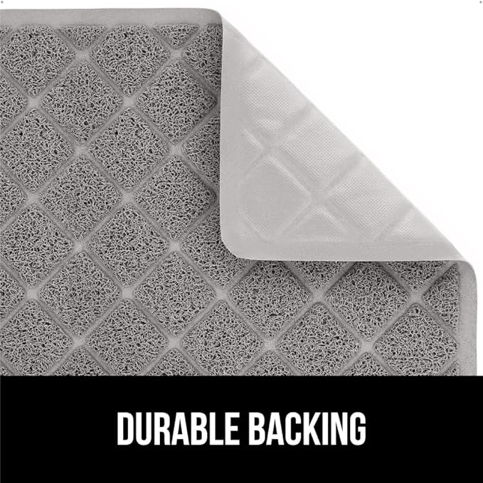 GORILLA GRIP Cat Litter Box Mat, Water Resistant, US Designed Kitty Litter Trapping Mats, Easy to Clean, Scatter Control, Less Mess and Clean Floors, Kitten Supplies for Indoor Cats 24x17 Grey 2 Pack