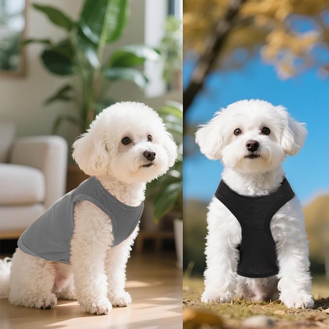 3 Pcs Cat Shirts Solid Color Dog Clothes Summer Sleeveless Stripe Pet T Shirts for Small Pet Dogs Cats (Black, Medium)