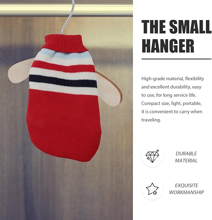 Wooden Pet Hangers for Small Dogs and Cats, 6.3 Inch Solid Wood Daily Clothes Hangers, Portable Household Pet Accessory for Dog and Cat Clothing Storage