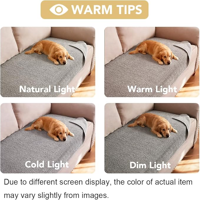 H.VERSAILTEX Non Slip Pet Couch Cover Chenille Dog Bed Protector Thick Soft Sofa Slipcover Pet Friendly Washable Couch Cushion Covers for Pets (40" x 50", Dove)