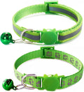Breakaway Dog Collar with Bells, [2 Pack] Green Break Away Puppy Collar with Bells, Reflective Cat Collar for Boy Cats Kitty Kitten