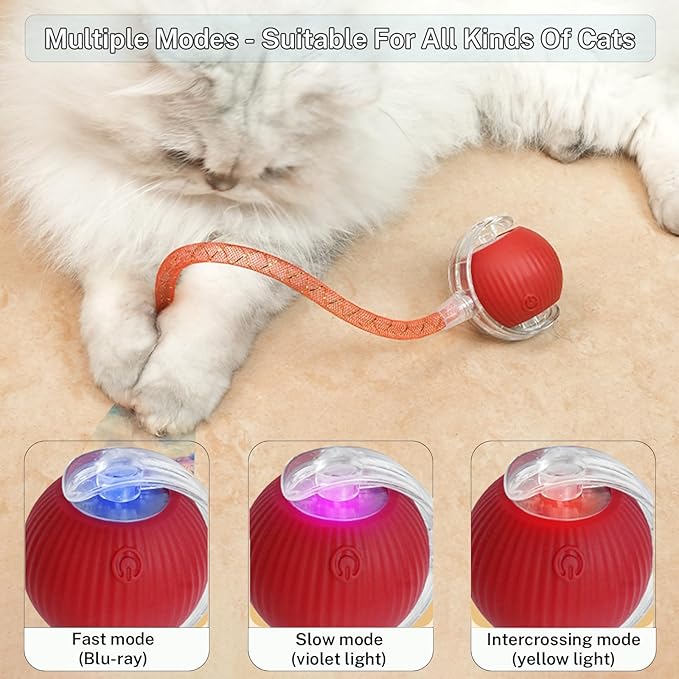 New Upgraded Cat Ball Toy - Speedy Tail 3.0 Cat Toy, Interactive Cat Toy Ball, Stimulating Toys and Juguetes para Gatos, Cat Toys for Bored Indoor（Sound Switchable） (Green)