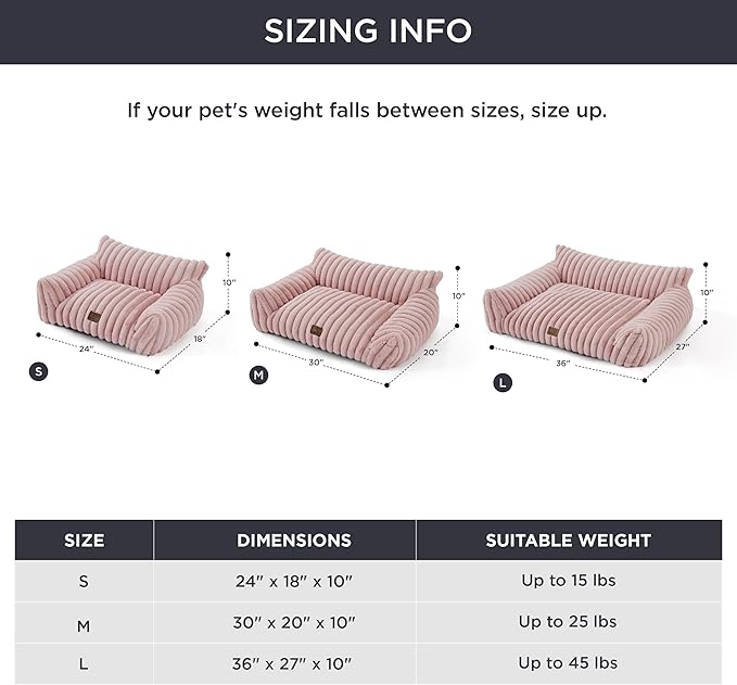 Bedsure ComfyFleece™ Cute Cat Couch for Pets - As Seen on TV on Good Day New York, Small Medium Dog Bed, Supportive Couch Bed for Small Dogs, 30 Inch, Blush Pink