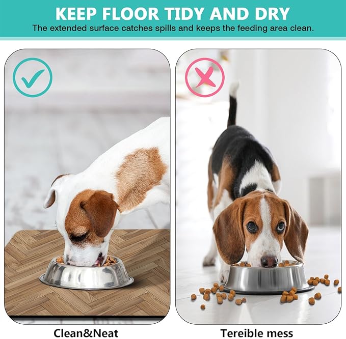 Pet Feeding Mat for Floors Waterproof Dog Mat for Food and Water Absorbent Quick Dry Non Slip mat for Cat Bowls