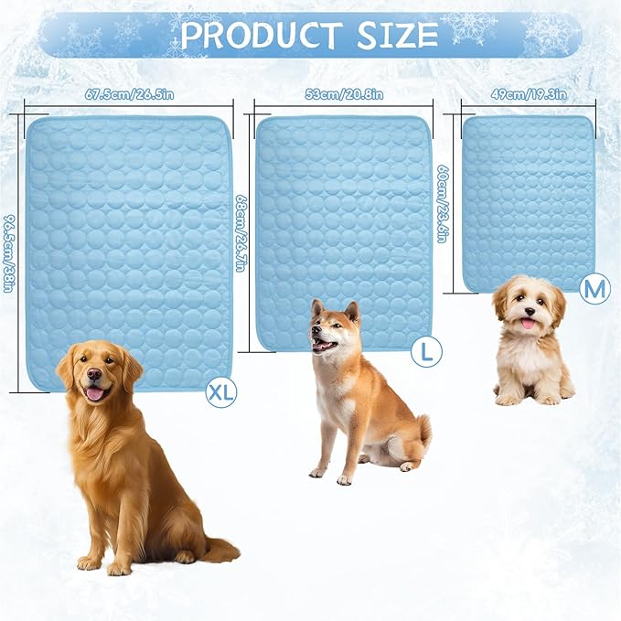 Dog Cooling Mat,2025 Upgrade Pet Cooling Mat for Dogs Cats,Summer Ice Silk Cool Mats & Sleeping Pad for Indoor or Outdoor,Perfect as Blanket for Kennel Sofa Bed Floor Car (Blue, Large, 26.7"x20.8")