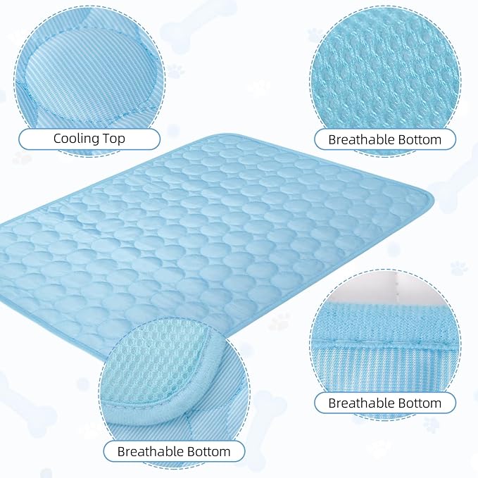 Dog Cooling Mat,2025 Upgrade Pet Cooling Mat for Dogs Cats,Summer Ice Silk Cool Mats & Sleeping Pad for Indoor or Outdoor,Perfect as Blanket for Kennel Sofa Bed Floor Car (Grey, Large, 26.7"x20.8")