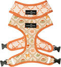 Lucy & Co. Cute Reversible Dog Harness Walking Halter - Best Designer Pet Harnesses for XS - XL Dogs - Padded Adjustable Vest for Easy Walking-X-Small-Orange Cream Pumpkin