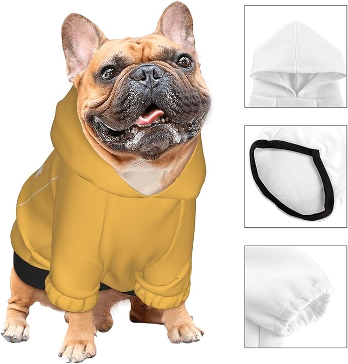 Dog Costume, Custom Dog Hoodie, Dog Name Costume Holiday Pet Pajamas Outfit, Personalized Pet Coat Costumes for Small Medium Large Dogs and Cats for Winter, Gold, XL