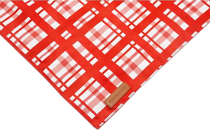 Realeaf Valentine's Day Dog Bandanas 2 Pack, Reversible Red Plaid Heart Dog Scarf for Boy and Girl, Premium Durable Fabric, Holiday Love Bandana for Large and Extra Large Dogs Pets (Small)