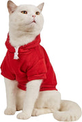 QWINEE Basic Dog Hoodie Sweatshirt Puppy Sweater Warm Cat Costumes Pet Clothes for Chihuahua Puppy Kitten Small Medium Dogs Red Medium