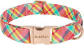 Cotton Dog Collar, Soft Adjustable Dog Collars for Large Dogs, Multi-Color Plaid Dog Collar for Small Medium Large Dogs, Cute Dog Collars Perfect for Girl or Boy Dog Collars-L