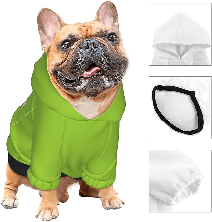 Dog Clothes, Custom Dog Hooded Sweatshirt, Personalized Pet Costume Robe Shirt with Text/Image/Club Name/Pet Shop Logo for Small Medium Large Dogs and Cats, GrassGreen, M