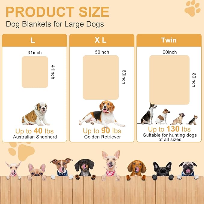 Dog Blankets for Large Dogs, Upgraded Pet Cat Flannel Blankets Washable, Premium 300GSM Soft Pet Throw Cover for Kennel Crate Bed, Sofas, Cute Paw Pattern, 80x60 inch, Grey