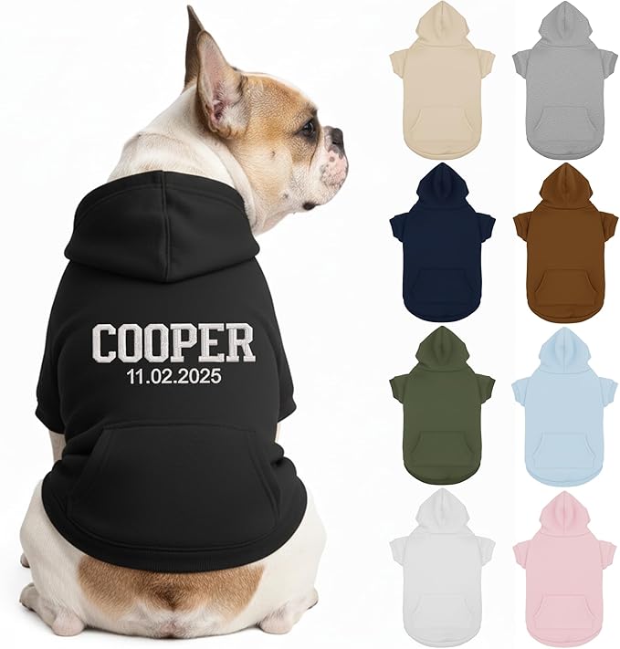 Personalized Dog Hoodie, Custom Embroidered Name Pet Hoodie, Warm Winter Outfit for Dogs, Pet Clothes, Gift for Dog Lovers 3