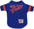 Pets First NFL New York Giants T-Shirt for Dogs & Cats, Small. Football Dog Shirt for NFL Team Fans. New & Updated Fashionable Stripe Design, Durable & Cute Sports PET TEE Shirt Outfit (NYG-4146-SM)