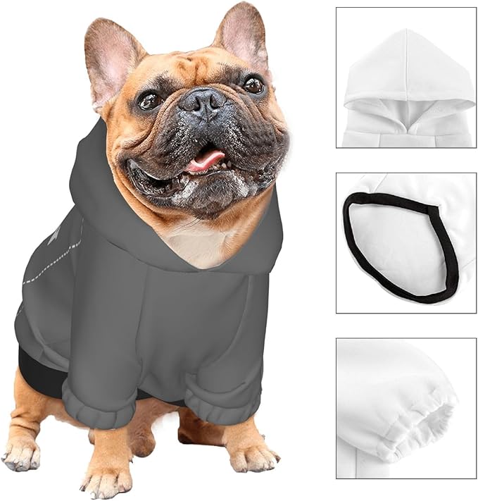 Personalized Dog Hoodie, Custom Dog Costumes for Small Dogs, Holiday Happy Dog Clothes Football Pet Shirt Sweater with Name Number for Girl/Boy Cats/Kitten, Darkgrey, XS