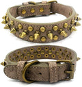 Spiked Dog Collar Soft Pu Leather Mushrooms Rivet Spike Studded Puppy Adjustable Pet Collars for Small Breeds (S, Grey1)