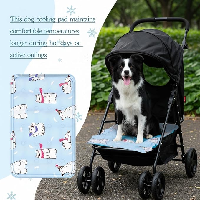 Nuanchu Dog Stroller Cooling Mat Waterproof Outdoor Pet Cooling Mat Washable Summer Cat Sleeping Blanket for Pet Stroller(23.62 x 35.43 Inches,Colorful Bear)