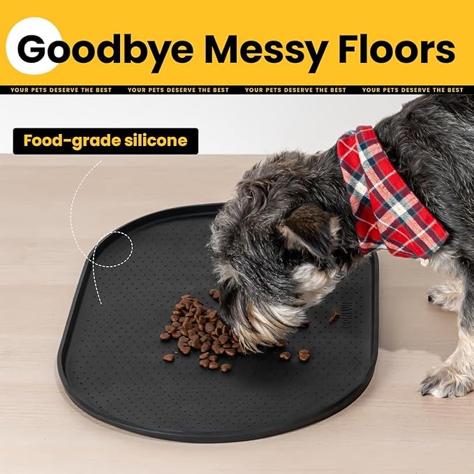 Dog Food Mat,1/2 Inch Raised Edges Cat Dog Feeding Mat for Spill Containment,BPA-Free Silicone Pet Food Mats for Floor Waterproof,Rubber Pet Placemats for Food and Water Bowls
