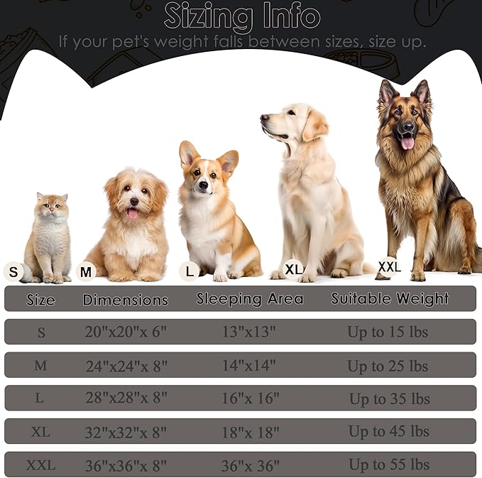 Extra Large Dog Beds, 36 Inch Human Dog Anxiety Relief Comfort Bed, Indestructible & Chew Proof Pet Beds (Black)