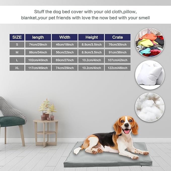 Waterproof Dog Bed Cover,Washable Removable Pet Dog Bed Replacement Cover for 42 Inch Crate,Water Absorbable Pet Puppy Bed Covers for Dogs Cat,40Lx27Wx4H inch
