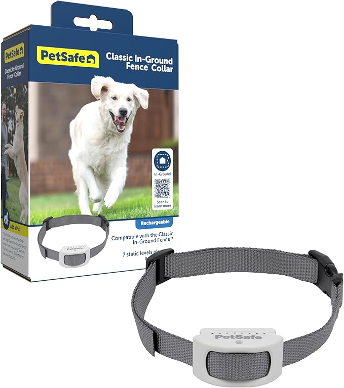 PetSafe Classic In-Ground Fence Rechargeable Receiver Collar for Dogs and Cats - from The Parent Company of Invisible Fence Brand - 7 Levels of Adjustable Static Correction - for Pets 5 lb and Up