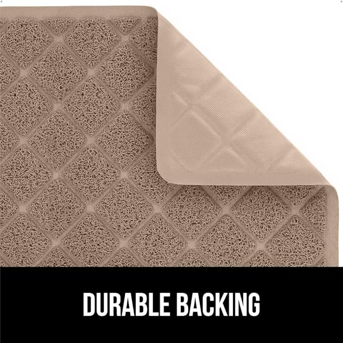 GORILLA GRIP Cat Litter Box Mat, Water Resistant, US Designed Kitty Litter Trapping Mats, Easy to Clean, Scatter Control, Less Mess and Clean Floors, Kitten Supplies for Indoor Cats 24x17 Beige 2 Pack