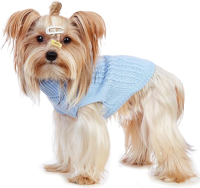 Stretchy Cat Sweater - 17 Colors & 6 Sizes | Snug Winter-Ready Knit for Boy/Girl Cats & Kittens(Blue, Small)