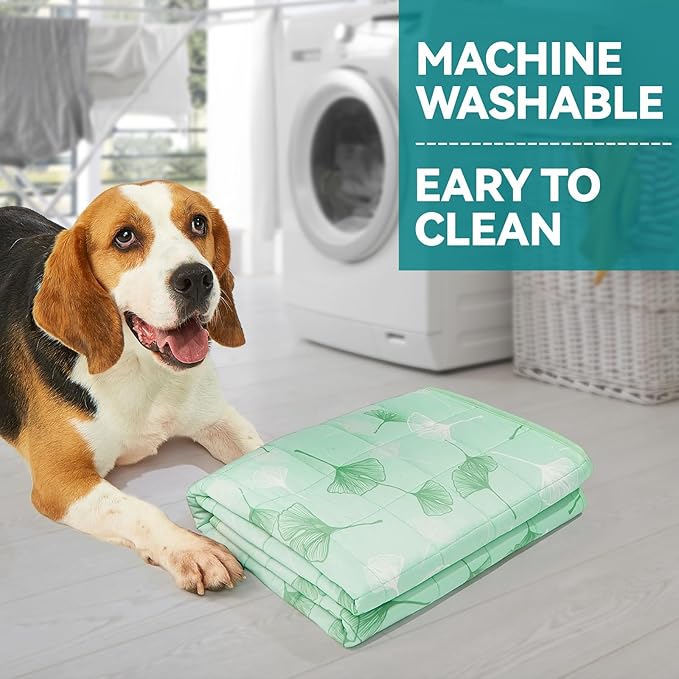 SUPRIY Pet Cooling Mat for Dogs & Cats - Qmax 0.4 Waterproof Cooling Pad, Summer Heat Relief Mat with Japanese Polyester Tech, 3 Sizes Indoor/Outdoor Use (19.5 * 27.5, Green Ginkgo Leaves)