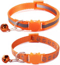 Orange Breakaway Kitten Collar with Bells, [2 Pack] Break Away Cat Collar with Bells, Reflective Cat Collar for Girl Cats Boy Kitty
