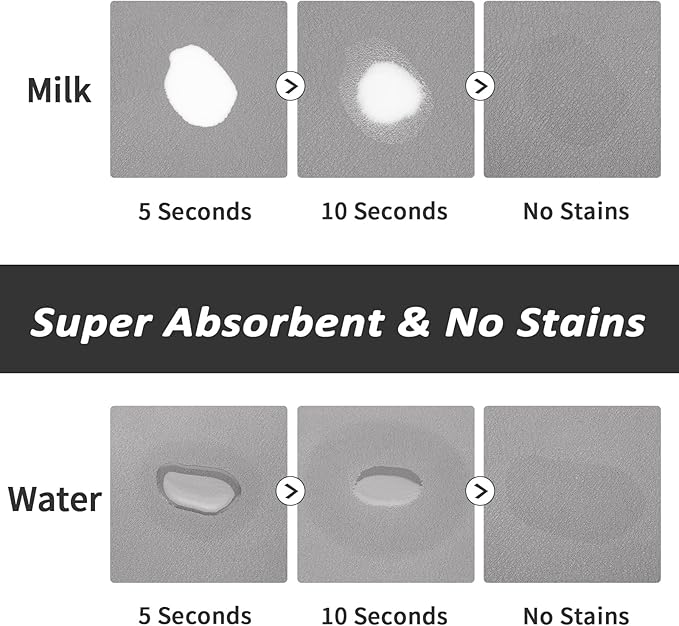 Dog Food Mat - Absorbent Cat Mat for Food and Water, No Stains Pet Feeding Bowl Mat, Easy to Clean Pet Placemats, Quick Dry Dog Water Dispenser Mat for Messy Drinkers | Paw Grey 24"x 36"