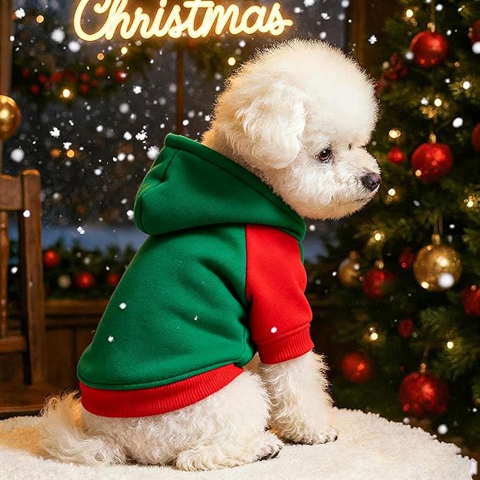 Custom Dog Hoodie, Personalized Sweatshirt with Photo Text Name Logo, Customized Hooded Sweater for Small Medium Large Dogs & Cats (Green + Red Border, M)