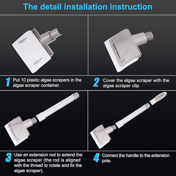 saltwater aquarium cleaner fish tank scraper cleaning tools 17.7-48 Inch long for cleaning acrylic or glass saltwater marine tank NEVER RUST