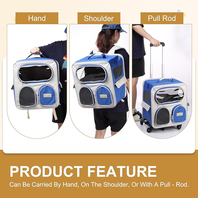 Pet Backpack Carrier, Portable and Ventilated, Nylon Dogs Cats and Small Animals Travel Bag 14.96", (Green, 1 Pcs), Intended for Hiking/Camping/Traveling