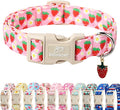 Cute Spring/Summer Dog Collar, Adjustable Pink Strawberry Dog Collars for Giant Large Dogs, Lightweight Quick-Release Buckle Collar for Boy&Girl Dogs XL
