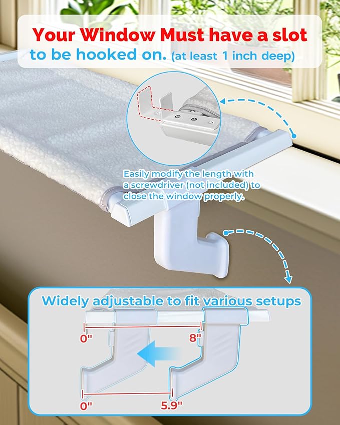 Heavy-Duty Window Sill Perch – All-Metal Frame Supports up to 120 lbs – Durable, Easy-to-Assemble Cat Hammock for Large and Multiple Cats (XL 1PC)