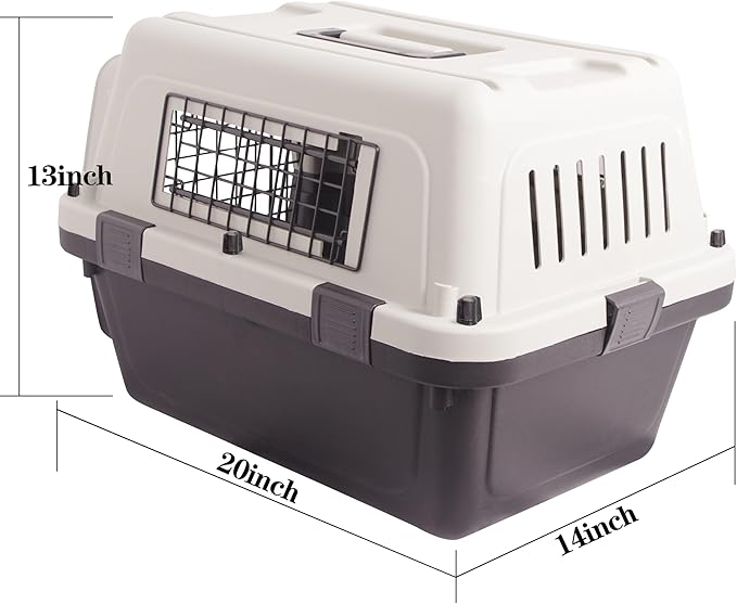 Plastic Dog/Cat Crate Portable Travelling Pet Kennel Without Wheel for Dogs/Cats, Small, Tan