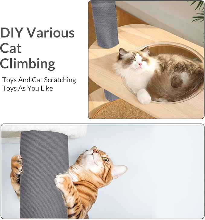ASENKU Cat Scratch Furniture Protector, Trimmable Self-Adhesive Couch Protector from cat Claws, DIY Climb Cat Scratcher Mat for Covering Cat Tower (AshGray,39.3x15.8In)