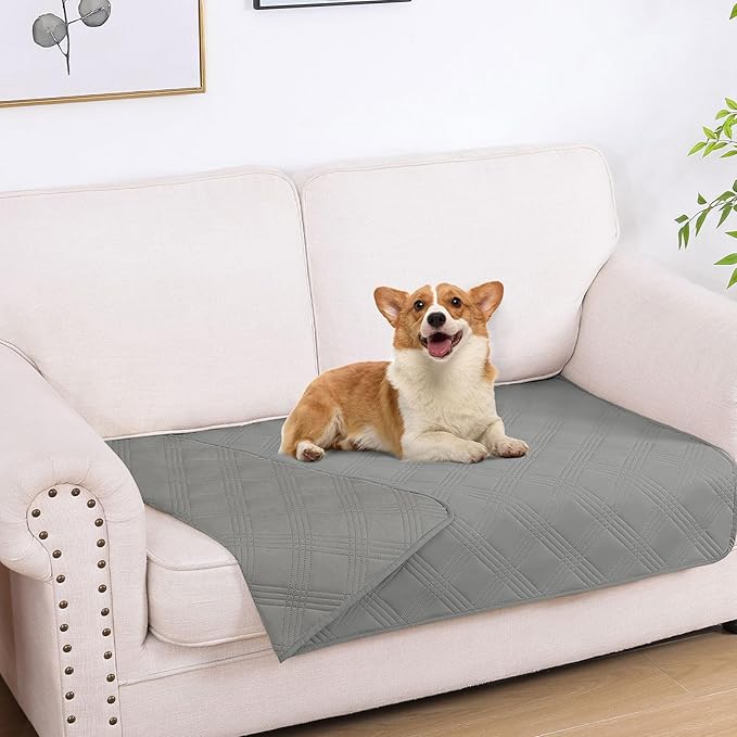 hyha Waterproof Dog Blanket, Reversible Pet Bed Blanket, Soft Sofa Couch Cover for Dogs Washable, Waterproof Pet Couch Covers for Sofa Puppy Cats Furniture Protector(30"x53", Grey/Grey)