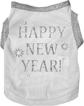 Petitebella Bling Happy New Year Puppy Dog Shirt (White/Sliver, XX-Large)