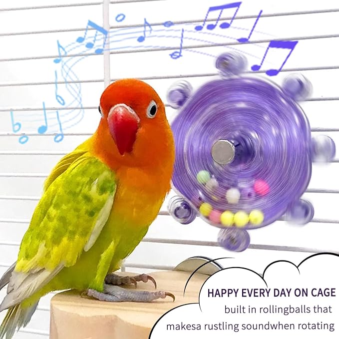 Parakeet Toys, Small Parrot Rotating Interactive Training Toy, Parakeet Cage Accessories, Budgie Toys, Cockatiel Toys, Lorikeets Toy, Love Bird Toys,Conure Toys,Bird Toys for Parrots (Yellow)