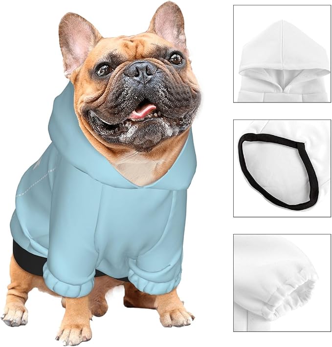 Personalized Dog Hoodie, Custom Dog Costumes for Small Dogs, Holiday Happy Dog Clothes Football Pet Shirt Sweater with Name Number for Girl/Boy Cats/Kitten, LightBlue, M