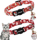 2 Pack Christmas Cat Collars Breakaway with Bell, DOGWONG Safety Buckle Santa Claus Christmas Tree Cute Cat Collar for Girl Boy Cats，Adjustable 7-12 Inch