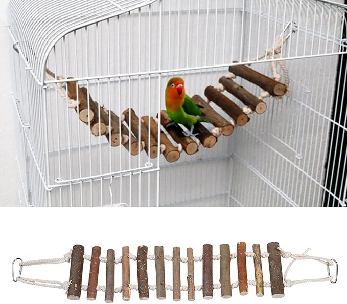 Naturals Rope Wooden Ladder Bird Swing for Parrots & Hamsters